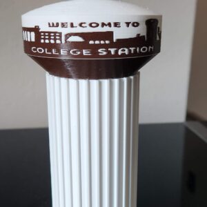 College Station, Texas Water Tower Replica For Shelf or Desktop Display